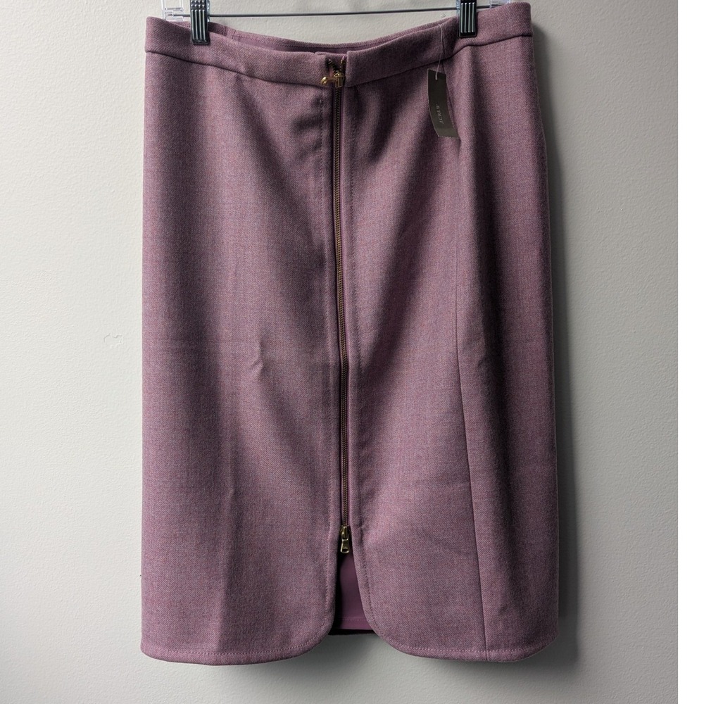 J.Crew Midi Pencil Skirt Mauve Pink Wool Front Zip Tulip Hem Sz 12 NWT Feminine